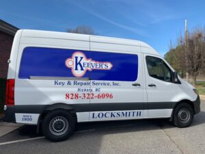 A locksmith truck with magnetic lettering by A Signco in Conover, NC.