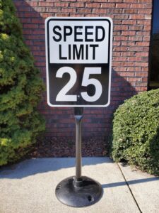 Speed Limit 25mph sign made by A Signco in Conover, NC.
