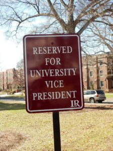 reserved for university vice president sign