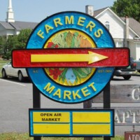 A farmers market sand carved sign made by A Signco in Conover, North Carolina.